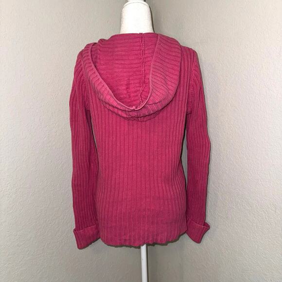 Jones New York Sport Hot Pink Hooded Cable Knit Y2K Sweater Women's Size Large - Picture 3 of 8